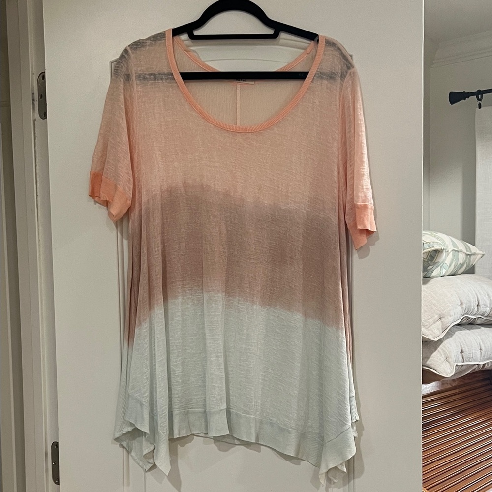 Peach and White Women's Top